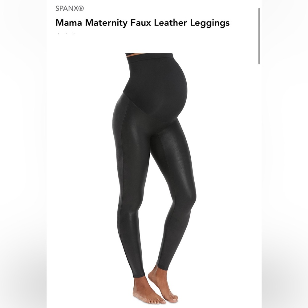 EUC Spanx Maternity Faux Leather Leggings